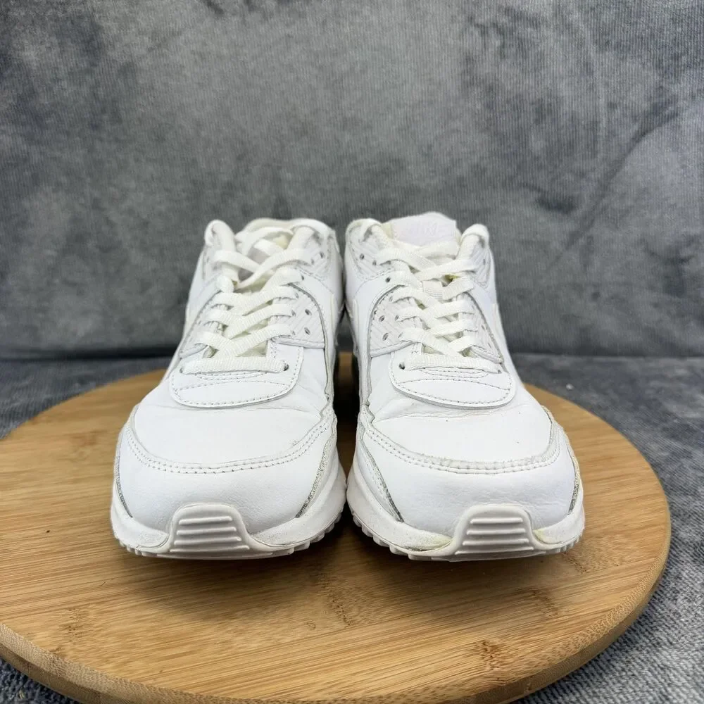 Nike Air Max 90 Shoes Boys Size 7 White Leather Athletic Sneakers CD6864-100